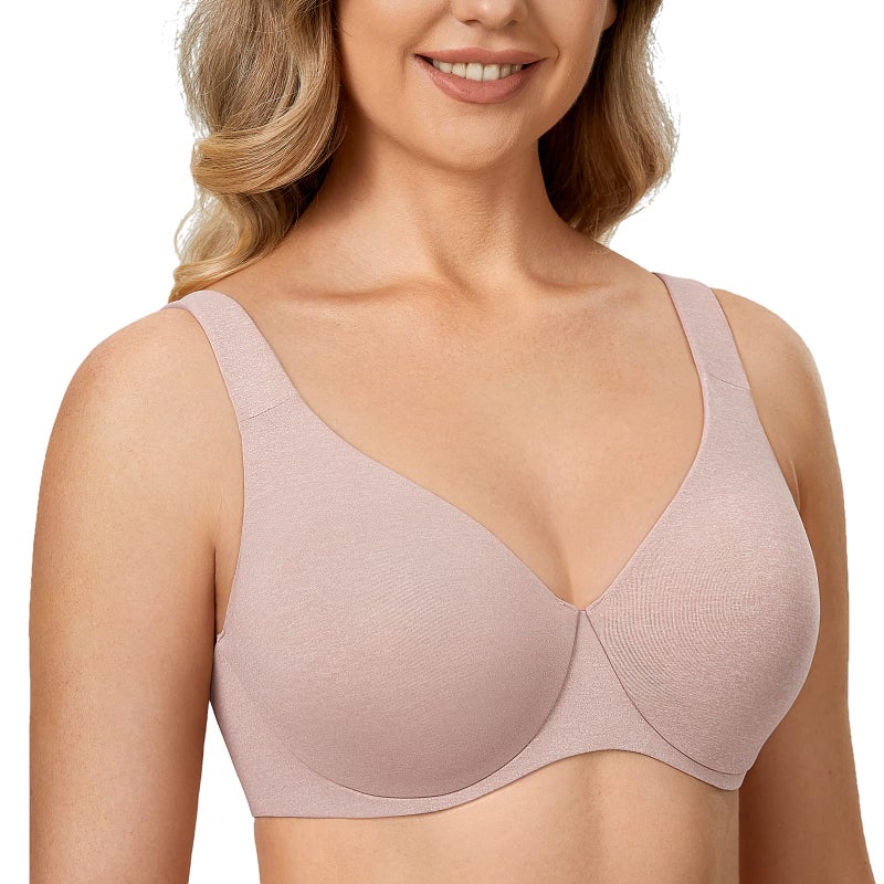 DELIMIRA Minimizer Bras for Women Full Coverage Plus Size Underwire Unlined Supportive Seamless Bra Cameo Heather 38DD - Image 1